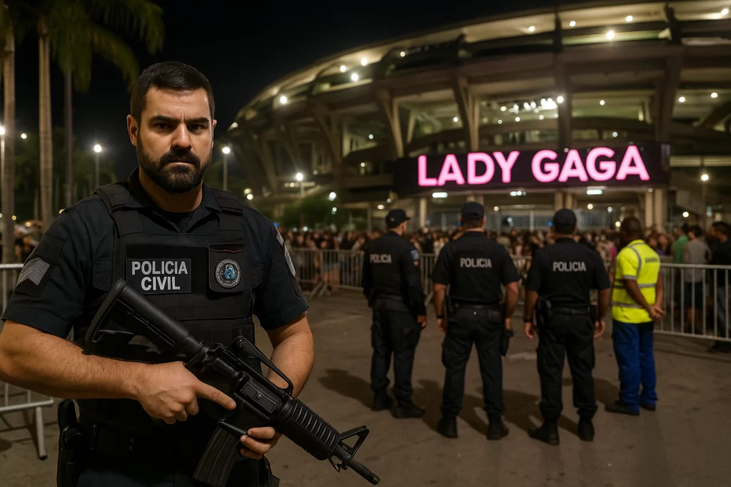 Polícia impede ataque frustrado no show da Lady Gaga no Rio, garantindo a segurança do público antes do evento acontecer.