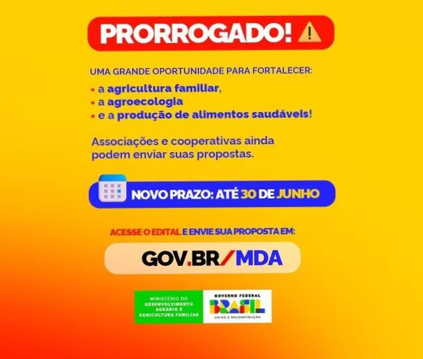 PRORROGADAS: Inscrições da Terra à Mesa Brasil Destina R$ 100 Milhões para Projetos Agroecológicos