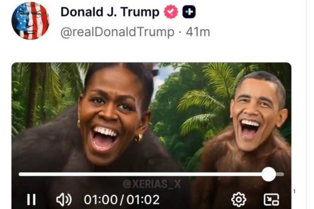 POLÊMICA: Trump Publica Vídeo Racista com Obama e Michelle como Macacos e Provoca Reação nos EUA